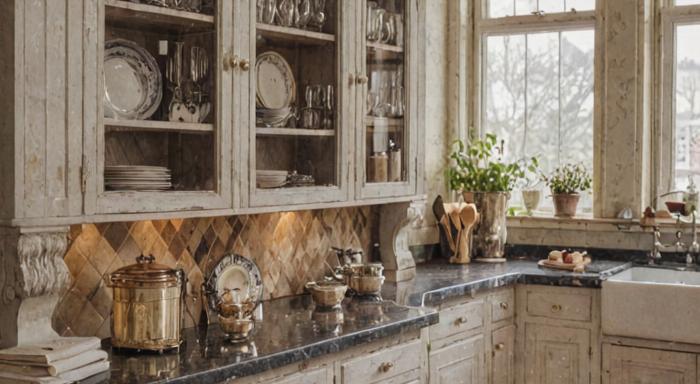 Restored Victorian kitchen cabinets